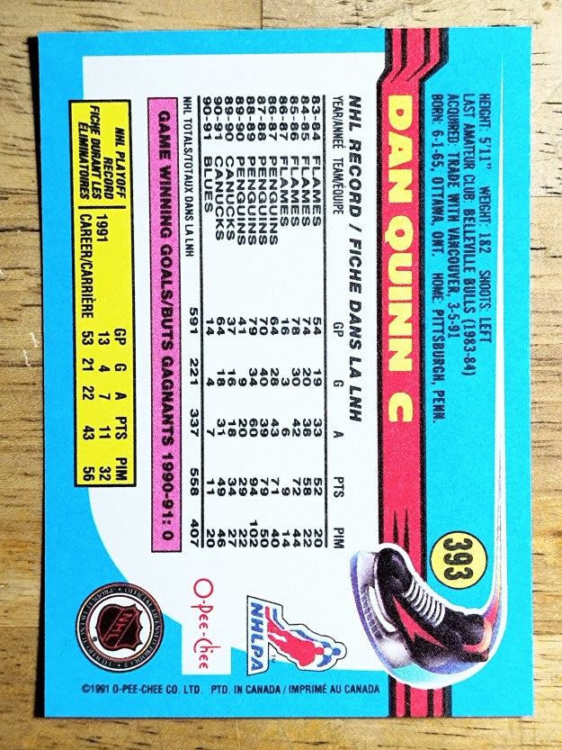 1991-92 O-Pee-Chee #393 Dan Quinn