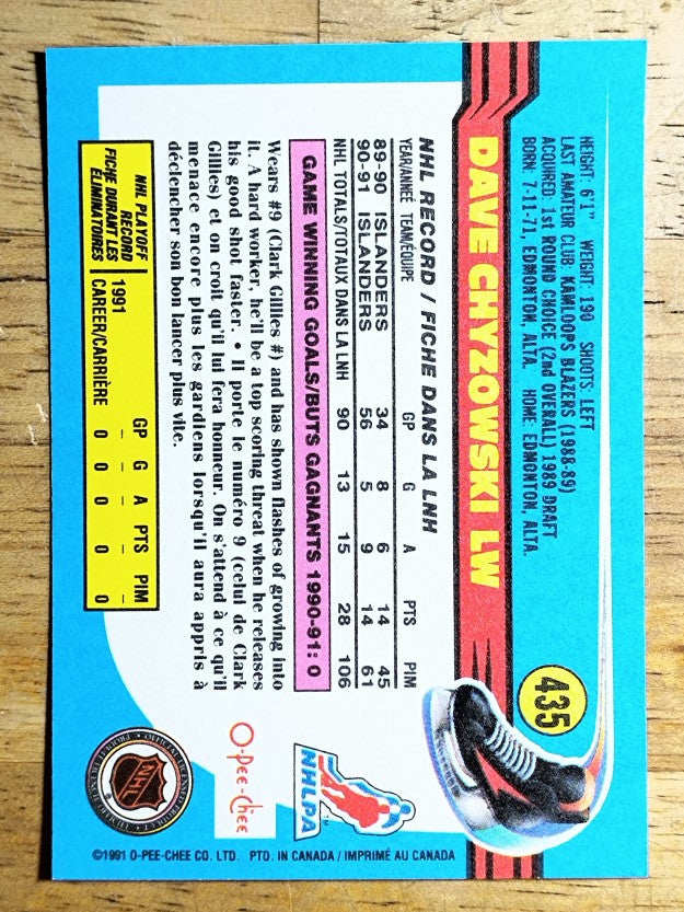 1991-92 O-Pee-Chee #435 Dave Chyzowski