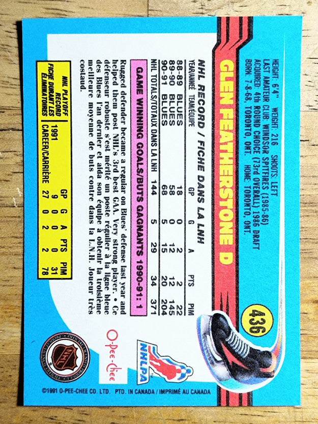 1991-92 O-Pee-Chee #436 Glen Featherstone