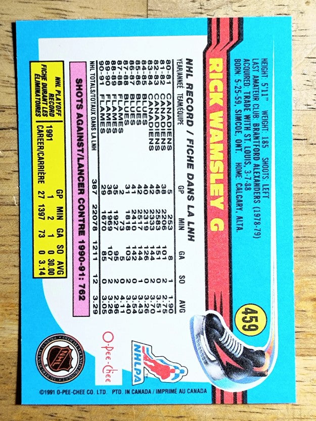 1991-92 O-Pee-Chee #459 Rick Wamsley