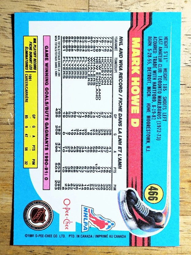 1991-92 O-Pee-Chee #466 Mark Howe