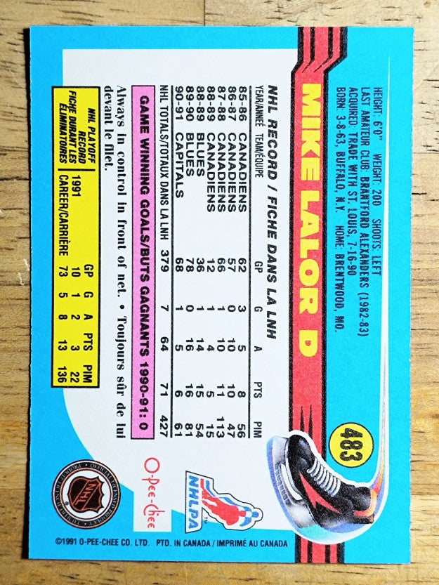 1991-92 O-Pee-Chee #483 Mike Lalor