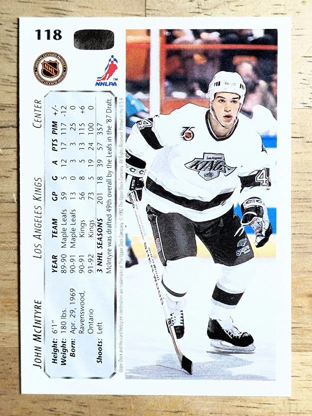 1992-93 Upper Deck #118 John McIntyre