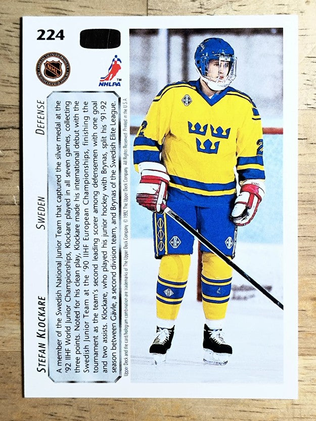 1992-93 Upper Deck #224 Stefan Klockare RC