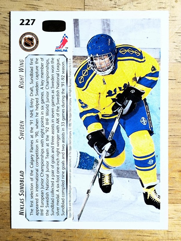 1992-93 Upper Deck #227 Niklas Sundblad RC