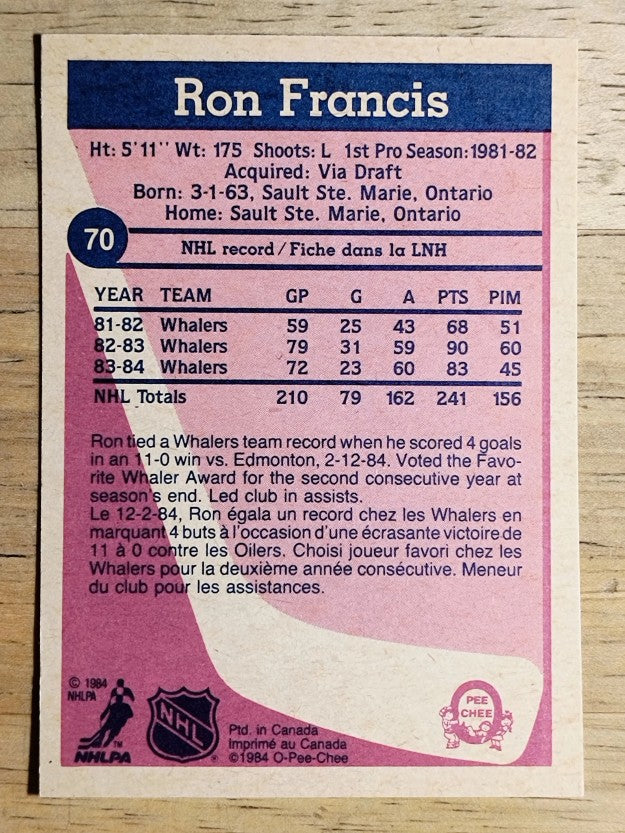 1984-85 O-Pee-Chee #70 Ron Francis