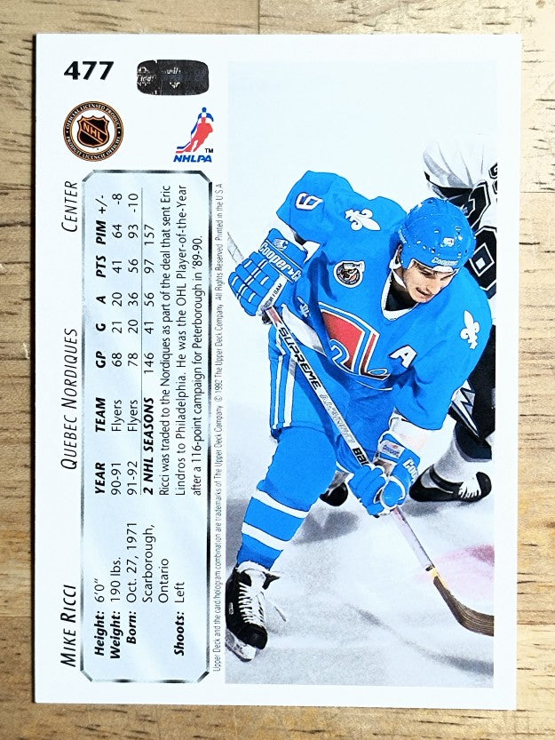 1992-93 Upper Deck #477 Mike Ricci