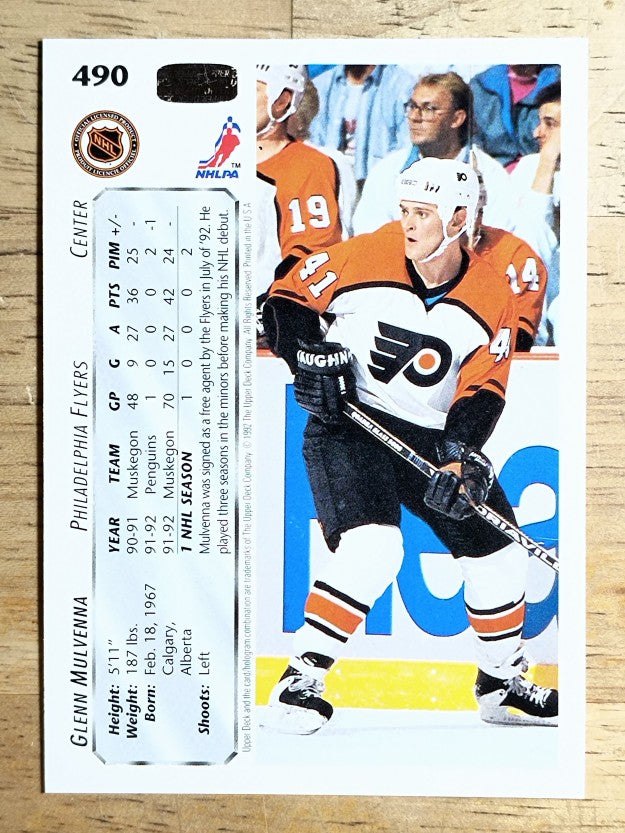 1992-93 Upper Deck #490 Glenn Mulvenna RC