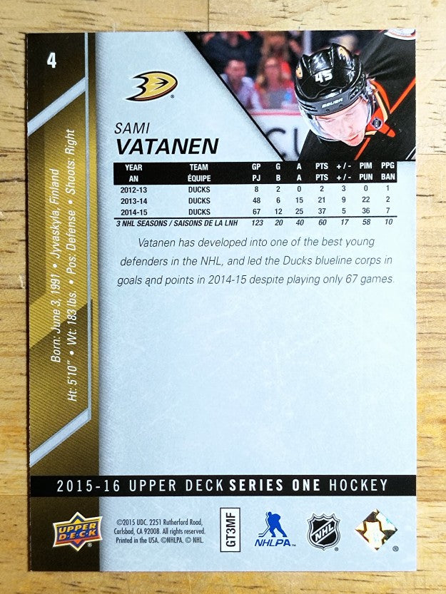 2015-16 Upper Deck #4 Sami Vatanen