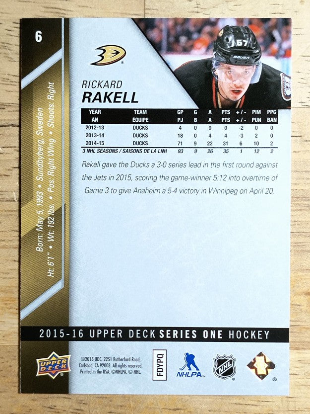2015-16 Upper Deck #6 Rickard Rakell