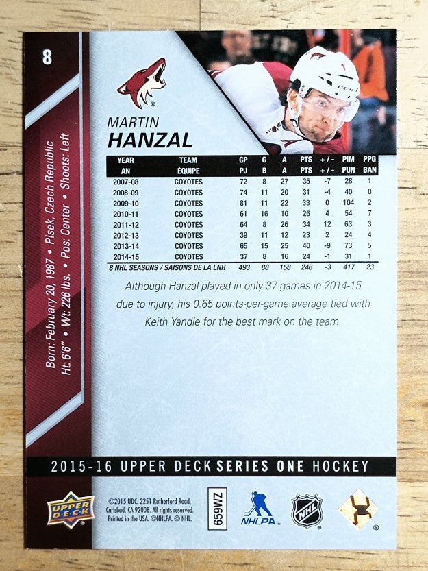 2015-16 Upper Deck #8 Martin Hanzal