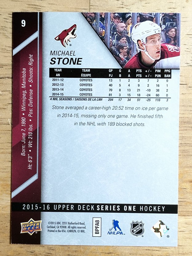 2015-16 Upper Deck #9 Michael Stone