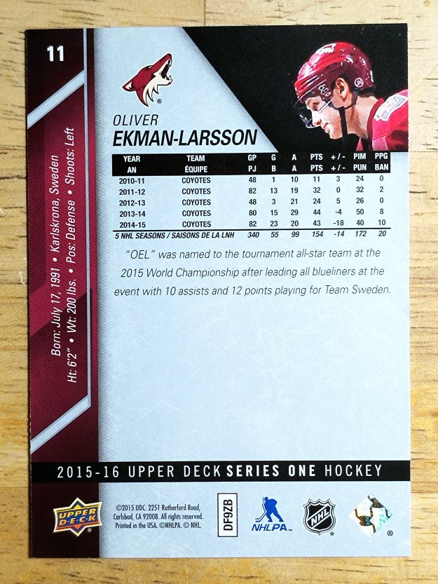 2015-16 Upper Deck #11 Oliver Ekman-Larsson