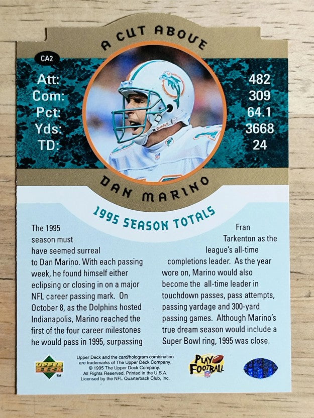 1996 Collector's Choice Dan Marino A Cut Above #CA2 Dan Marino/Dream Season