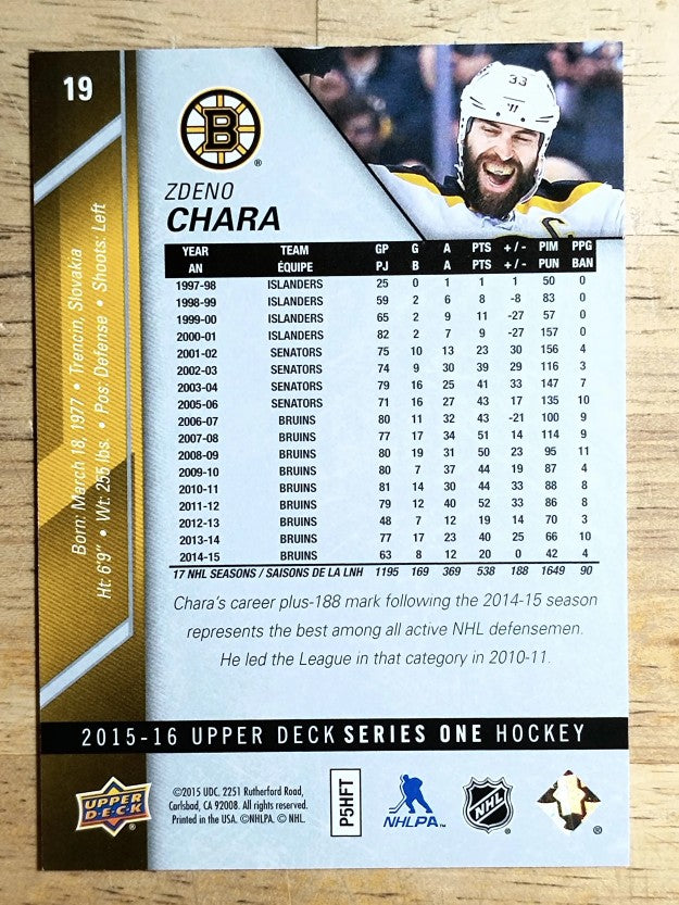 2015-16 Upper Deck #19 Zdeno Chara