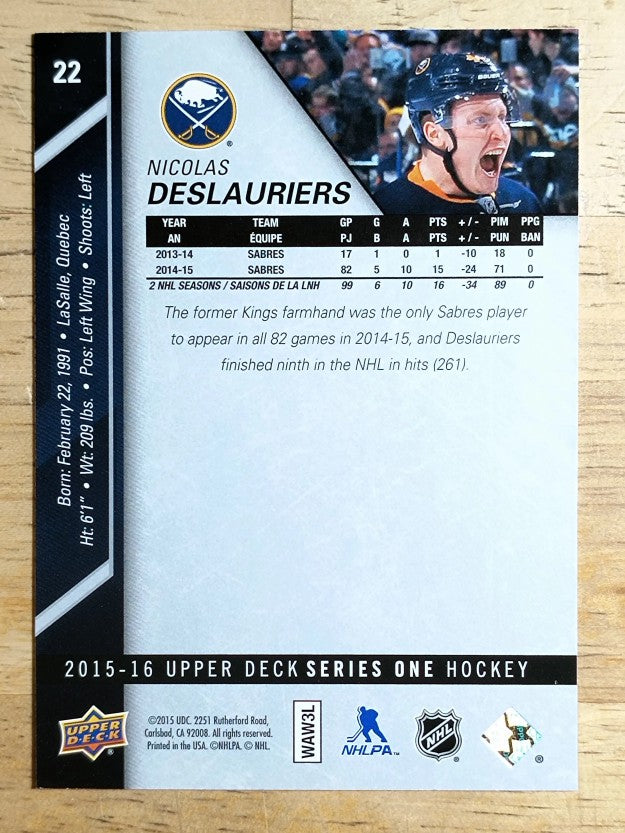 2015-16 Upper Deck #22 Nicolas Deslauriers