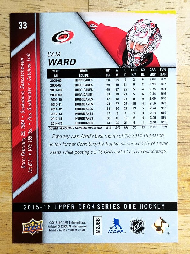 2015-16 Upper Deck #33 Cam Ward