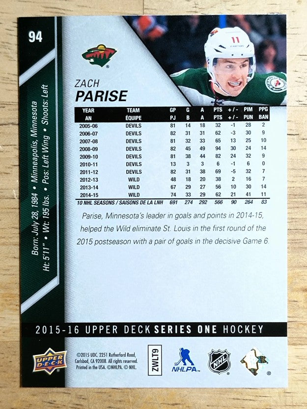 2015-16 Upper Deck #94 Zach Parise