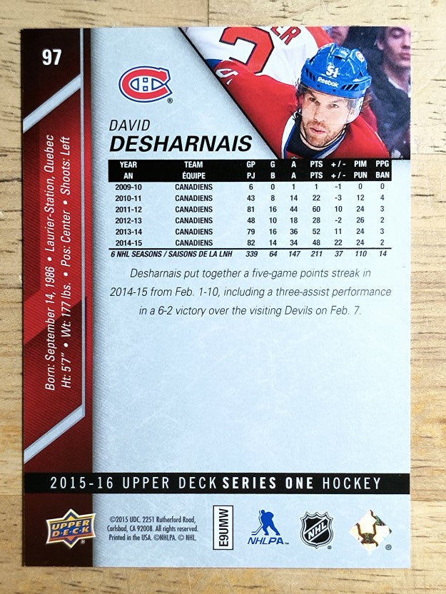 2015-16 Upper Deck #97 David Desharnais