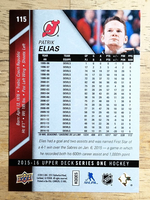 2015-16 Upper Deck #115 Patrik Elias