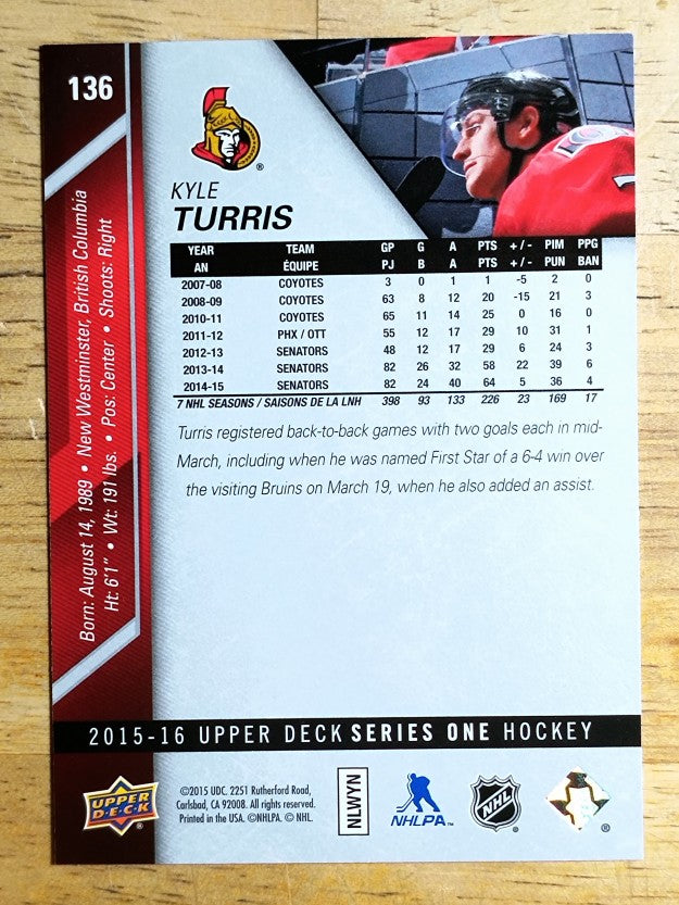 2015-16 Upper Deck #136 Kyle Turris