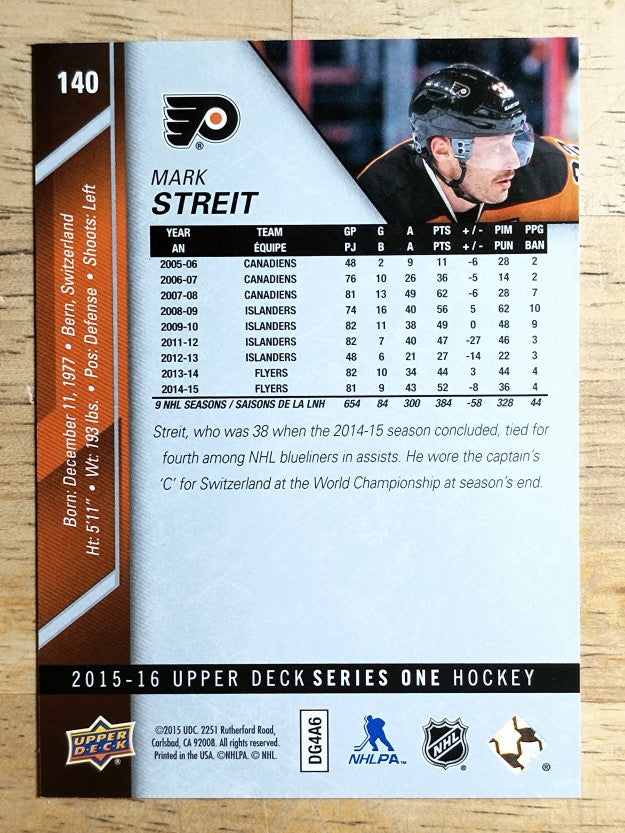 2015-16 Upper Deck #140 Mark Streit