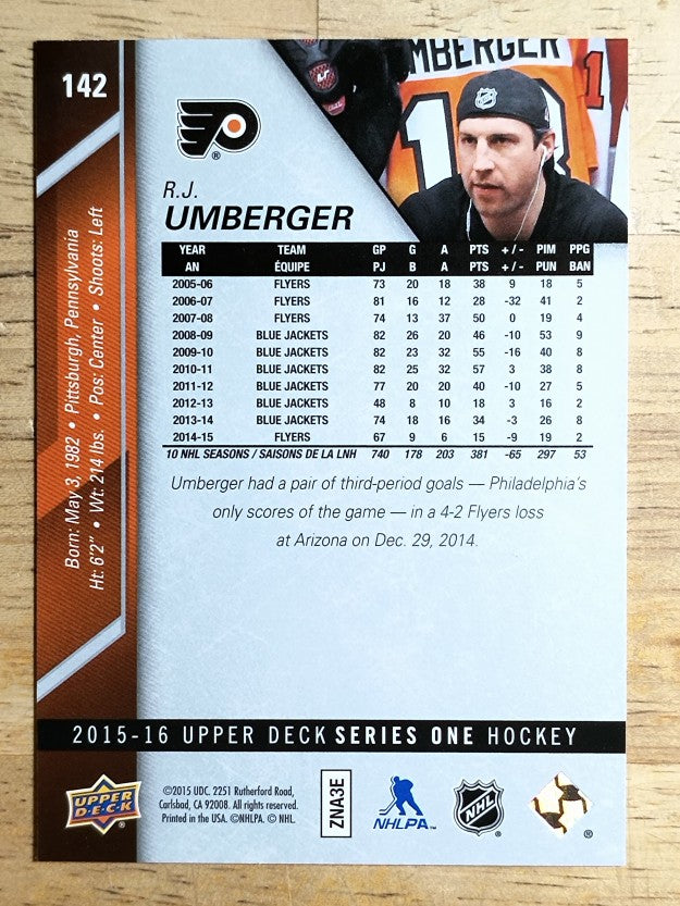 2015-16 Upper Deck #142 R.J. Umberger