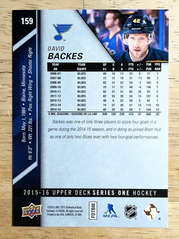 2015-16 Upper Deck #159 David Backes