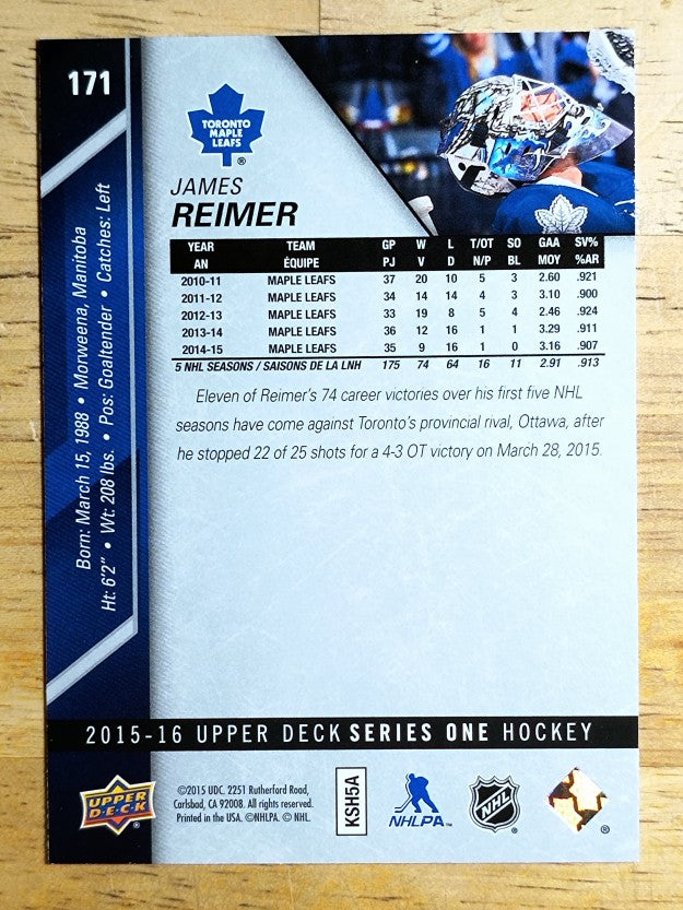2015-16 Upper Deck #171 James Reimer