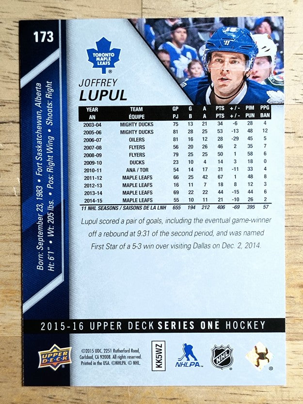 2015-16 Upper Deck #173 Joffrey Lupul