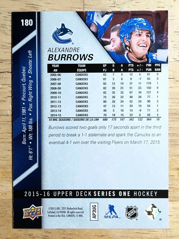 2015-16 Upper Deck #180 Alexandre Burrows