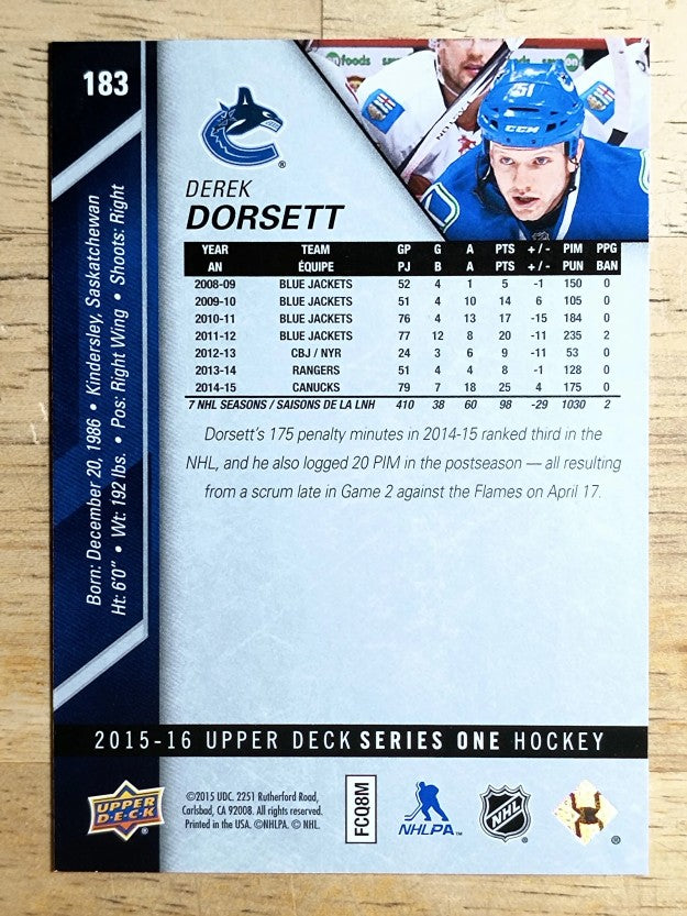 2015-16 Upper Deck #183 Derek Dorsett