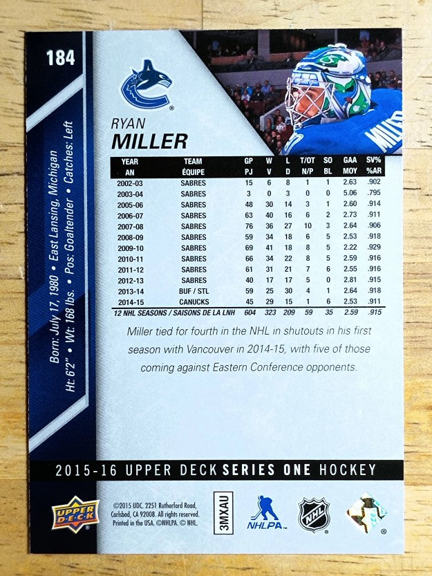2015-16 Upper Deck #184 Ryan Miller