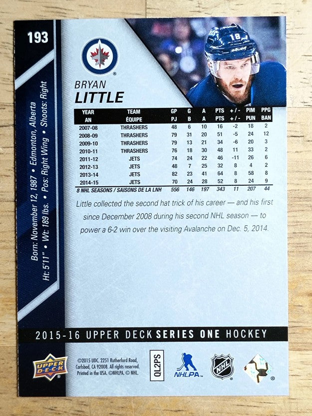 2015-16 Upper Deck #193 Bryan Little