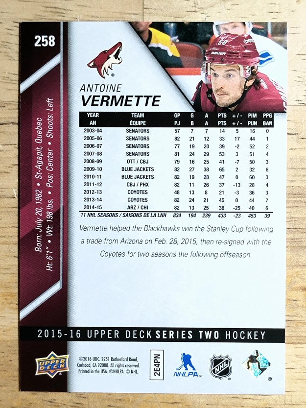 2015-16 Upper Deck #258 Antoine Vermette