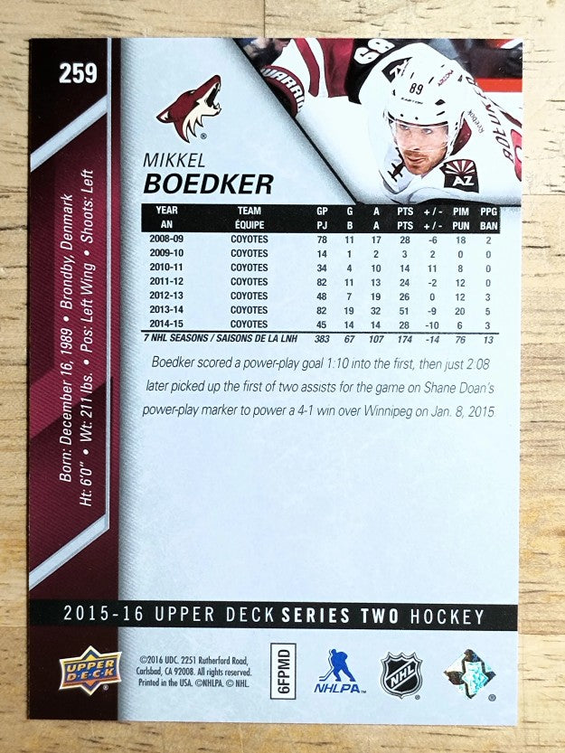 2015-16 Upper Deck #259 Mikkel Boedker
