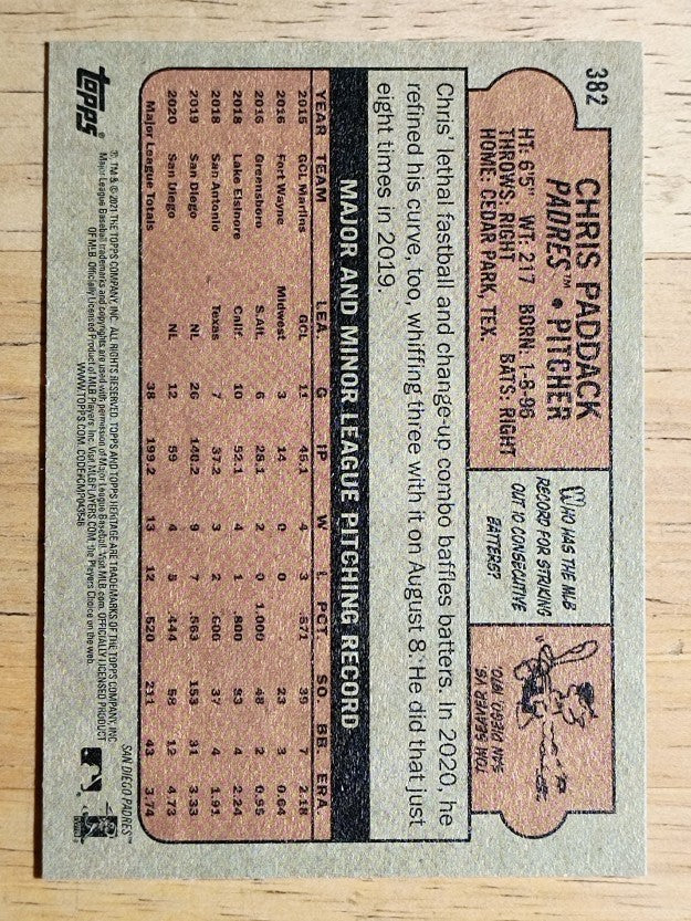 2021 Topps Heritage #382 Chris Paddack