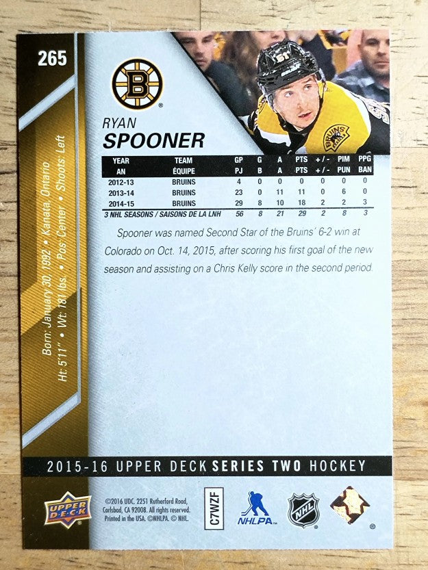 2015-16 Upper Deck #265 Ryan Spooner