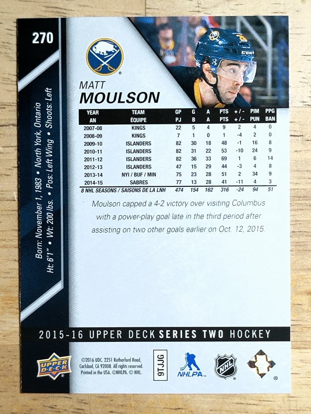 2015-16 Upper Deck #270 Matt Moulson