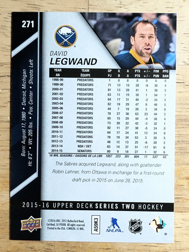 2015-16 Upper Deck #271 David Legwand