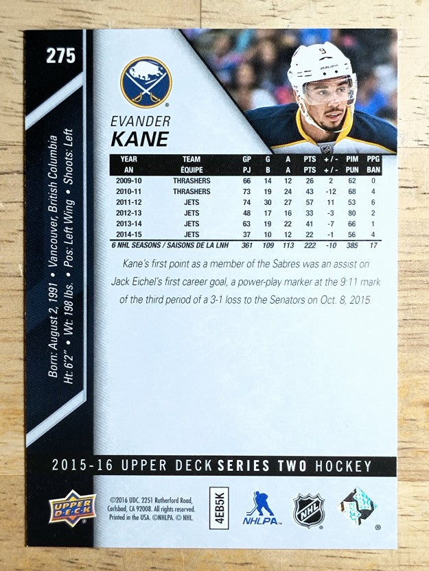 2015-16 Upper Deck #275 Evander Kane