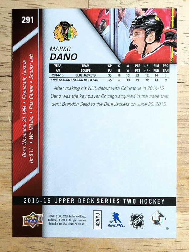 2015-16 Upper Deck #291 Marko Dano
