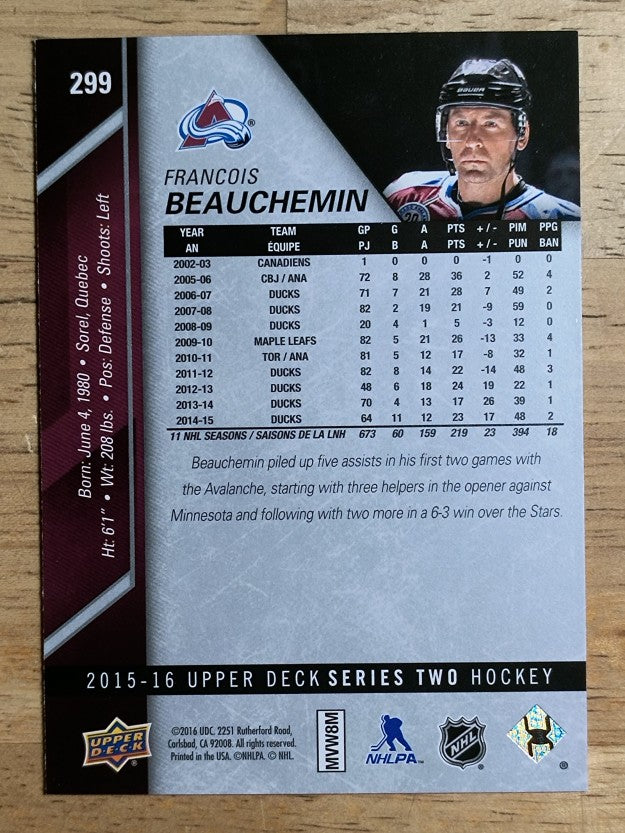 2015-16 Upper Deck #299 Francois Beauchemin