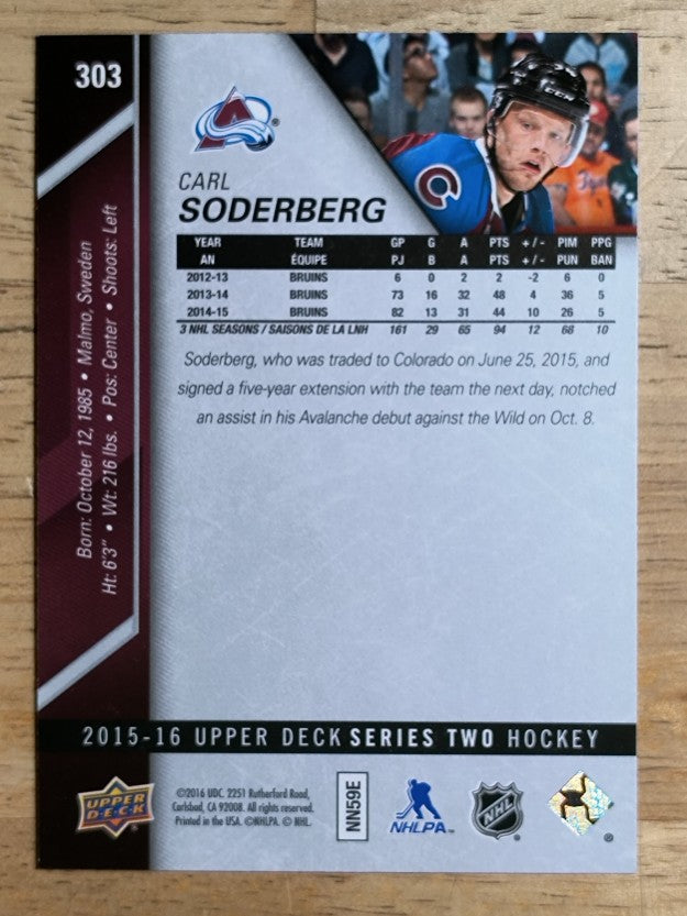 2015-16 Upper Deck #303 Carl Soderberg
