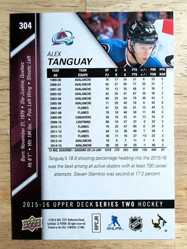 2015-16 Upper Deck #304 Alex Tanguay