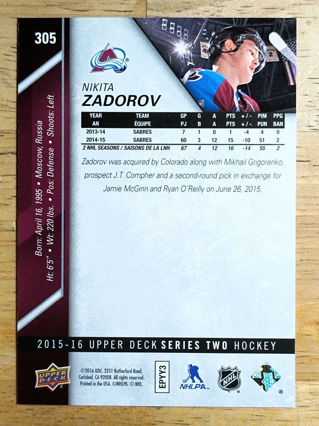 2015-16 Upper Deck #305 Nikita Zadorov