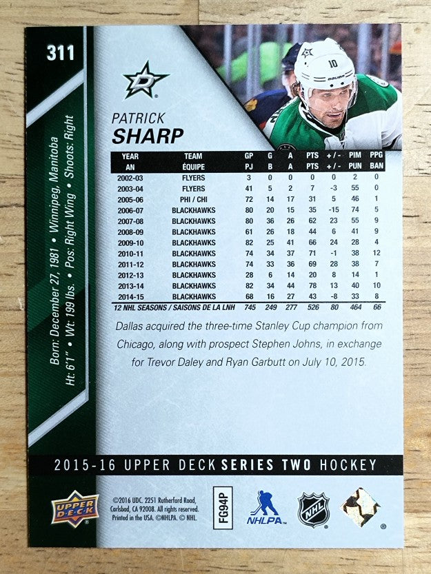 2015-16 Upper Deck #311 Patrick Sharp