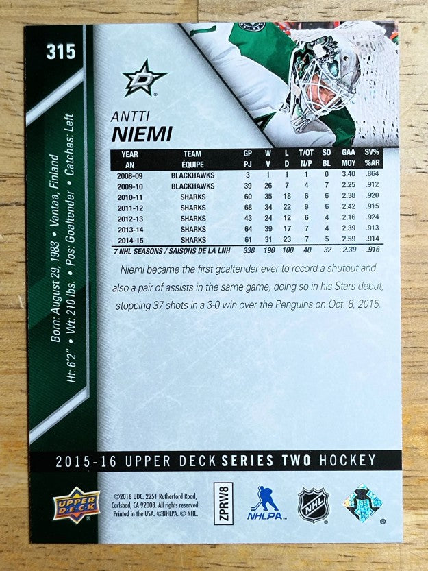2015-16 Upper Deck #315 Antti Niemi