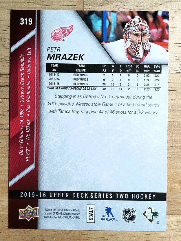 2015-16 Upper Deck #319 Petr Mrazek