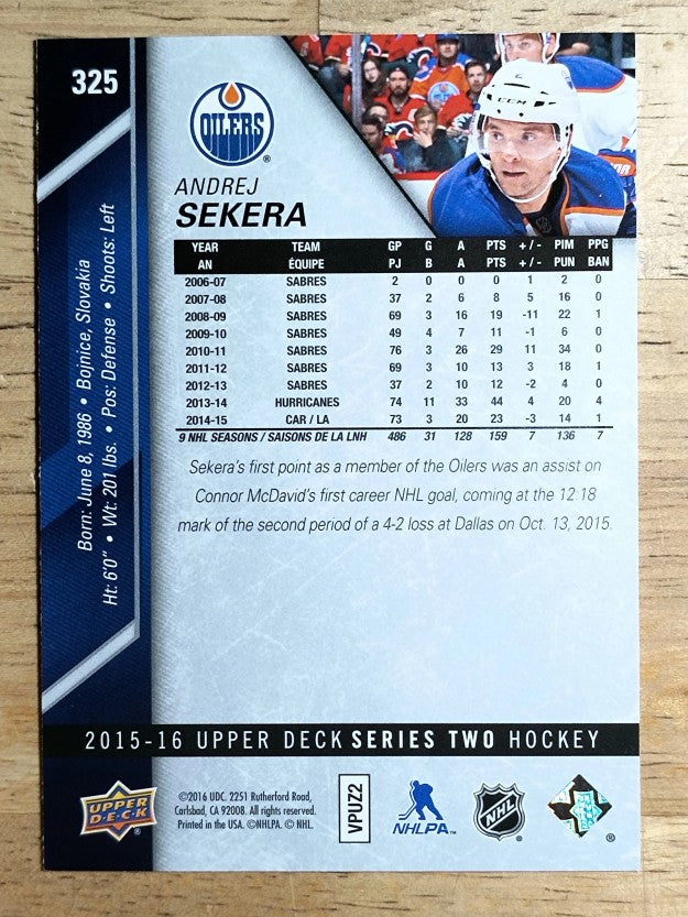 2015-16 Upper Deck #325 Andrej Sekera